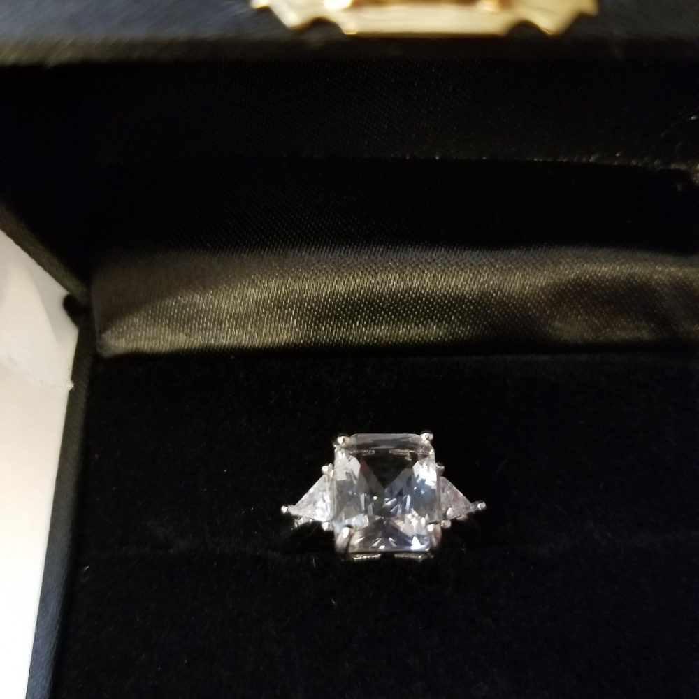 CZ & silver engagement ring